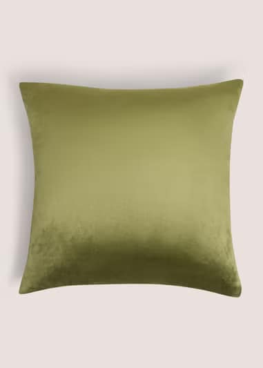 Contemporary Green Colour Block Cushion – 43 × 43 cm Velvet Accent Pillow