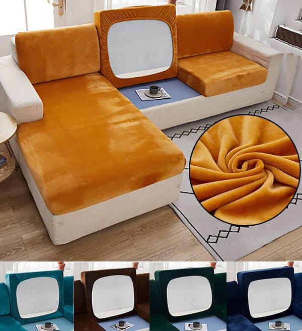 Velvet Sofa Seat Covers Plush Cushion Cover
